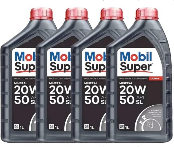 Kit Troca de Óleo Motor Mobil Super 20w50 Mineral Para Carro API SL 4 Litros